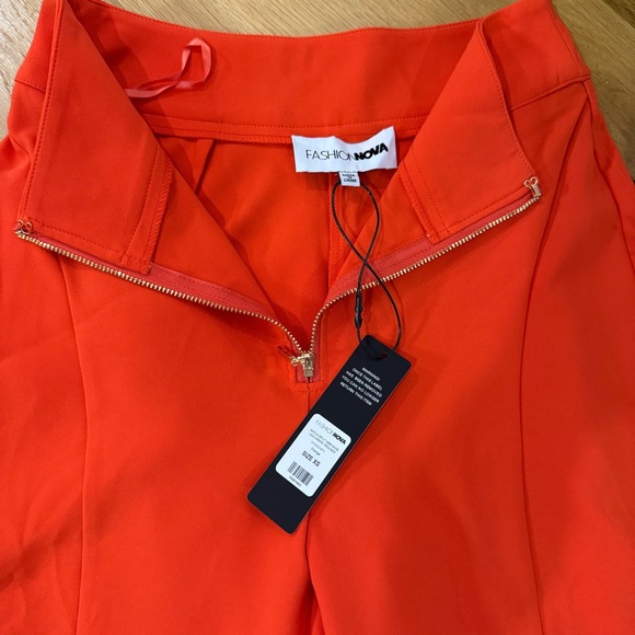NWT Fashion Nova High Waisted Wide Leg Tomato Red Pants with slit womens XS - Picture 5 of 12